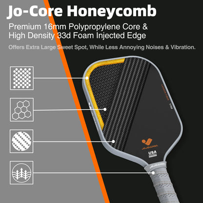 16mm polypropylene core with high-density foam edge in JOJOLEMON paddle for a large sweet spot and reduced vibration.