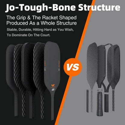 One-piece unified structure of JOJOLEMON paddle grip and frame for ultimate stability and power on the court.