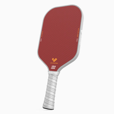 JOJOLEMON Shark-002 carbon fiber paddle - 45-degree angle showing edge guard and textured grip