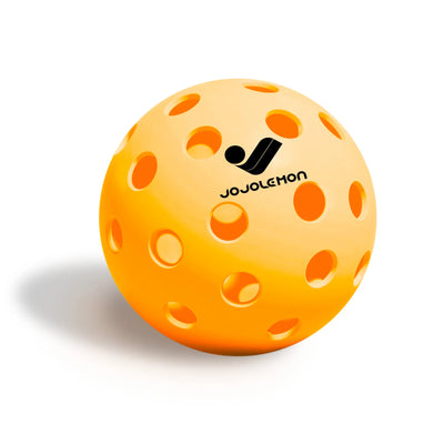 High-visibility orange JOJOLEMON pickleball, perfect for indoor and outdoor play with excellent contrast.